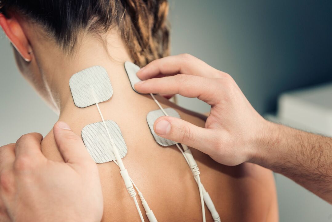 Elektrophorese zur Behandlung der Osteochondrose des Halses.